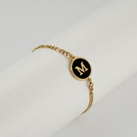 Simple Style Round Letter Stainless Steel Bracelets Gold Plated Shell Stainless Steel Bracelets sku image 39