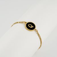 Simple Style Round Letter Stainless Steel Bracelets Gold Plated Shell Stainless Steel Bracelets sku image 43
