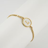 Simple Style Round Letter Stainless Steel Bracelets Gold Plated Shell Stainless Steel Bracelets sku image 12