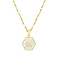 Fashion Hexagon Stainless Steel Pendant Necklace Plating Shell Stainless Steel Necklaces sku image 13