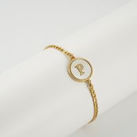 Simple Style Round Letter Stainless Steel Bracelets Gold Plated Shell Stainless Steel Bracelets sku image 16