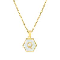 Fashion Hexagon Stainless Steel Pendant Necklace Plating Shell Stainless Steel Necklaces sku image 17