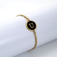 Simple Style Round Letter Stainless Steel Bracelets Gold Plated Shell Stainless Steel Bracelets sku image 47