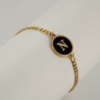 Simple Style Round Letter Stainless Steel Bracelets Gold Plated Shell Stainless Steel Bracelets sku image 40