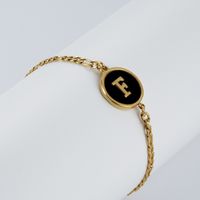 Simple Style Round Letter Stainless Steel Bracelets Gold Plated Shell Stainless Steel Bracelets sku image 32