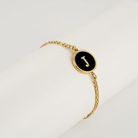 Simple Style Round Letter Stainless Steel Bracelets Gold Plated Shell Stainless Steel Bracelets sku image 36