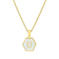 Fashion Hexagon Stainless Steel Pendant Necklace Plating Shell Stainless Steel Necklaces sku image 21
