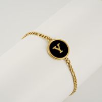 Simple Style Round Letter Stainless Steel Bracelets Gold Plated Shell Stainless Steel Bracelets sku image 51