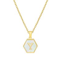 Fashion Hexagon Stainless Steel Pendant Necklace Plating Shell Stainless Steel Necklaces sku image 25