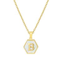 Fashion Hexagon Stainless Steel Pendant Necklace Plating Shell Stainless Steel Necklaces sku image 2