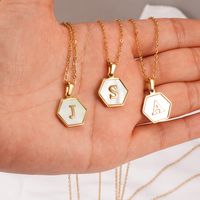 Fashion Hexagon Stainless Steel Pendant Necklace Plating Shell Stainless Steel Necklaces main image 5