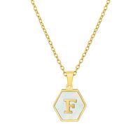 Fashion Hexagon Stainless Steel Pendant Necklace Plating Shell Stainless Steel Necklaces sku image 6