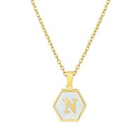 Fashion Hexagon Stainless Steel Pendant Necklace Plating Shell Stainless Steel Necklaces sku image 14