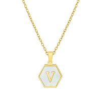 Fashion Hexagon Stainless Steel Pendant Necklace Plating Shell Stainless Steel Necklaces sku image 22