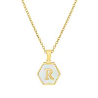 Fashion Hexagon Stainless Steel Pendant Necklace Plating Shell Stainless Steel Necklaces sku image 18
