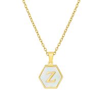 Fashion Hexagon Stainless Steel Pendant Necklace Plating Shell Stainless Steel Necklaces sku image 26