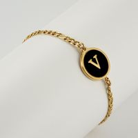 Simple Style Round Letter Stainless Steel Bracelets Gold Plated Shell Stainless Steel Bracelets sku image 48