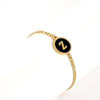 Simple Style Round Letter Stainless Steel Bracelets Gold Plated Shell Stainless Steel Bracelets sku image 52