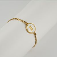 Simple Style Round Letter Stainless Steel Bracelets Gold Plated Shell Stainless Steel Bracelets sku image 5