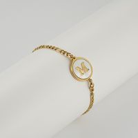 Simple Style Round Letter Stainless Steel Bracelets Gold Plated Shell Stainless Steel Bracelets sku image 13
