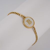 Simple Style Round Letter Stainless Steel Bracelets Gold Plated Shell Stainless Steel Bracelets sku image 2