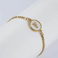 Simple Style Round Letter Stainless Steel Bracelets Gold Plated Shell Stainless Steel Bracelets sku image 6
