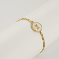 Simple Style Round Letter Stainless Steel Bracelets Gold Plated Shell Stainless Steel Bracelets sku image 26