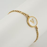 Simple Style Round Letter Stainless Steel Bracelets Gold Plated Shell Stainless Steel Bracelets sku image 22