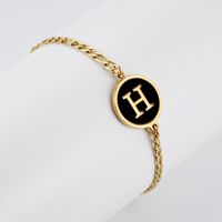 Simple Style Round Letter Stainless Steel Bracelets Gold Plated Shell Stainless Steel Bracelets sku image 34
