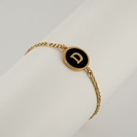 Simple Style Round Letter Stainless Steel Bracelets Gold Plated Shell Stainless Steel Bracelets sku image 30