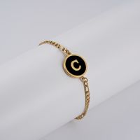 Simple Style Round Letter Stainless Steel Bracelets Gold Plated Shell Stainless Steel Bracelets sku image 29