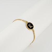 Simple Style Round Letter Stainless Steel Bracelets Gold Plated Shell Stainless Steel Bracelets sku image 37