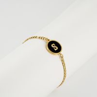 Simple Style Round Letter Stainless Steel Bracelets Gold Plated Shell Stainless Steel Bracelets sku image 45