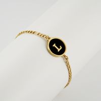 Simple Style Round Letter Stainless Steel Bracelets Gold Plated Shell Stainless Steel Bracelets sku image 38