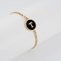 Simple Style Round Letter Stainless Steel Bracelets Gold Plated Shell Stainless Steel Bracelets sku image 46