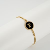 Simple Style Round Letter Stainless Steel Bracelets Gold Plated Shell Stainless Steel Bracelets sku image 42