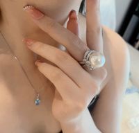 Fashion Bow Knot Copper Rings Inlay Artificial Gemstones Pearl Copper Rings main image 3