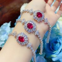 Fashion Oval Copper Inlay Artificial Gemstones Bracelets Earrings Necklace main image 4