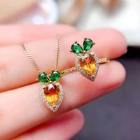 Moda Zanahoria Cobre Embutido Diamante Artificial Anillos Collar main image 1