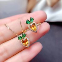 Fashion Carrot Copper Inlay Artificial Diamond Rings Necklace main image 4