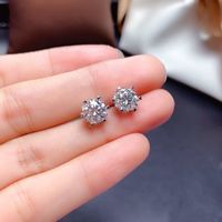 Fashion Round Copper Inlay Artificial Diamond Rings Earrings Necklace sku image 4