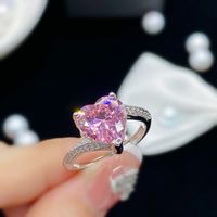Fashion Heart Shape Copper Rings Inlay Zircon Copper Rings main image 4