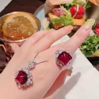 Fashion Square Copper Inlay Artificial Gemstones Rings Earrings Necklace main image 2