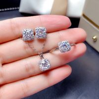 Fashion Square Copper Inlay Artificial Diamond Rings Earrings Necklace main image 3