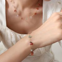 Wholesale Simple Style Multicolor Titanium Steel Inlay Natural Stone Bracelets Necklace main image 3