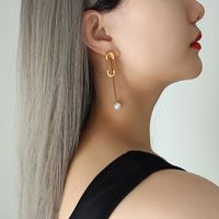 Fashion Geometric Titanium Steel Earrings Inlay Artificial Pearls Stainless Steel Earrings main image 3