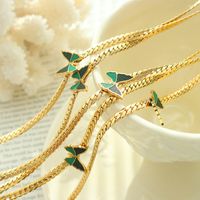 Retro Butterfly Titanium Steel Choker Enamel Stainless Steel Necklaces main image 4