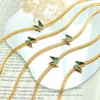 Retro Butterfly Titanium Steel Choker Enamel Stainless Steel Necklaces main image 1