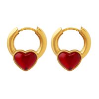 Fashion Heart Shape Titanium Steel Earrings Inlay Artificial Gemstones Stainless Steel Earrings main image 2