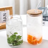 Transparent Glass Cup With Lid Glass Coffee Cup Straw Cup main image 6